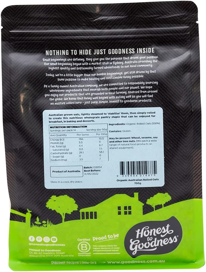 Honest to Goodness Organic Australian Rolled Oats 700 G image number 4