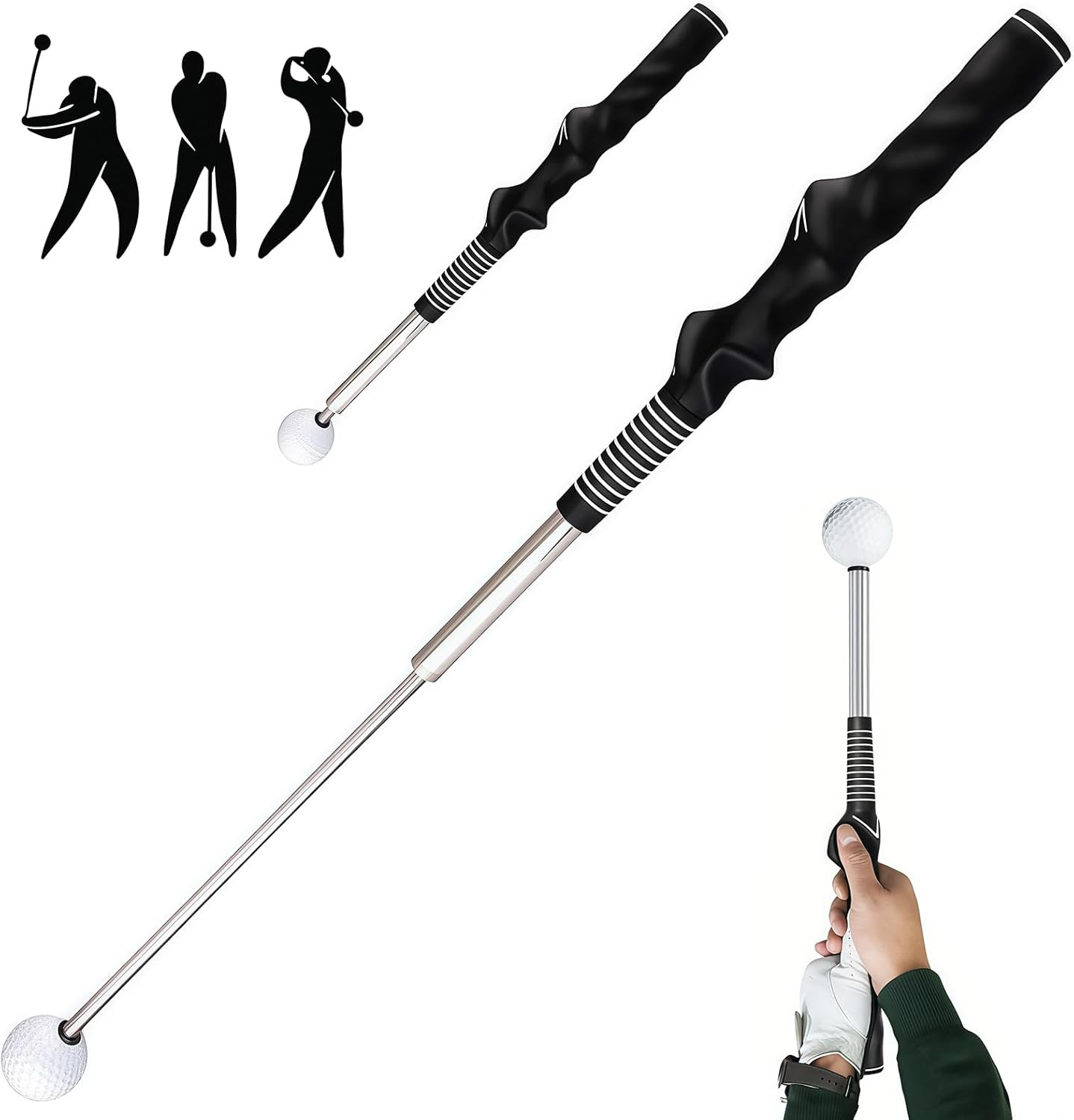 Retractable Golf Swing Trainer Aid, Golf Grip Trainer, Golf Accessories - Strength & Tempo Training for Chipping Hitting &ndash;Ideal for Beginners, Indoor & Outdoor Practice image number 3