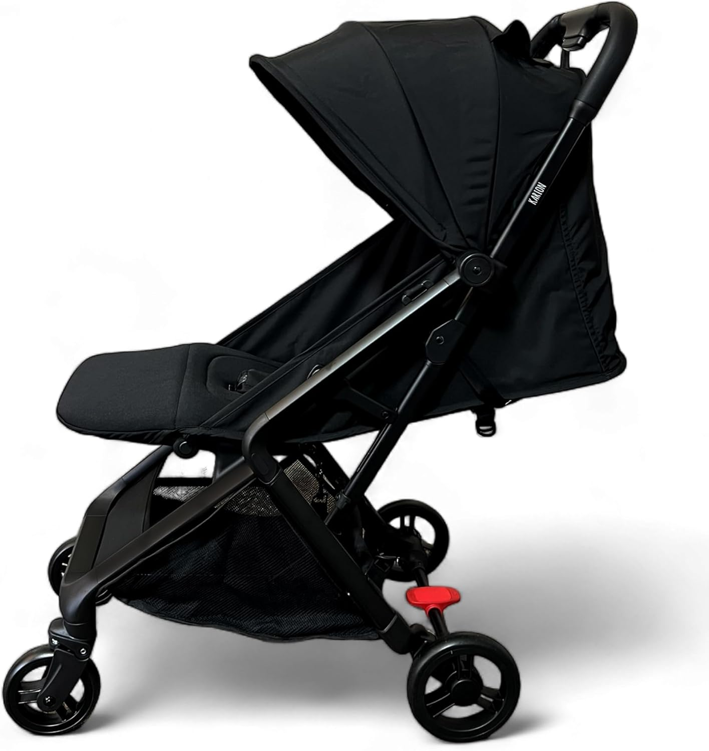 KARION Pro Travel Stroller &ndash; Lightweight & Compact, Adjustable Recline & Footrest, All-Terrain Wheels, Storage Basket, SPF 50 Sunshade, Detachable Belly Bar & Parent Cup Holder for On-The-Go Families