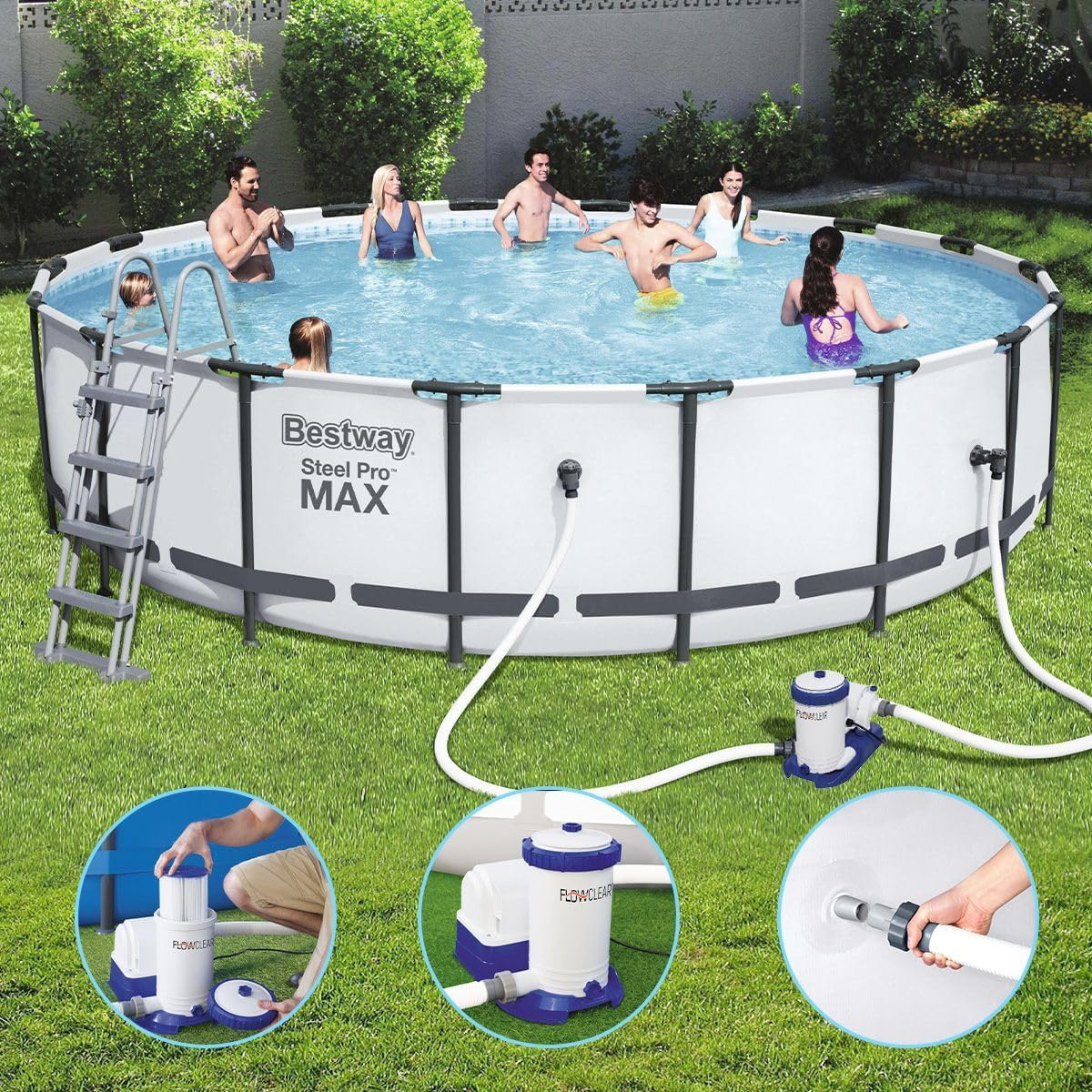 2500 Gallon above Ground Swimming Pool Filter Pump 220-240V 350W image number 5