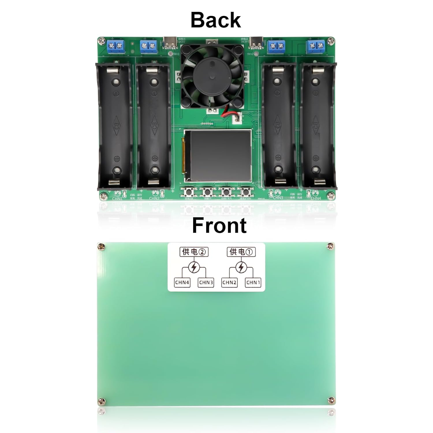 Battery Capacity Tester 18650 with Digital Display, 4 Channel 18650 Battery Capacity Internal Resistance Tester Type-C Interface 4 Charging and 4 Discharge for Lithium Battery