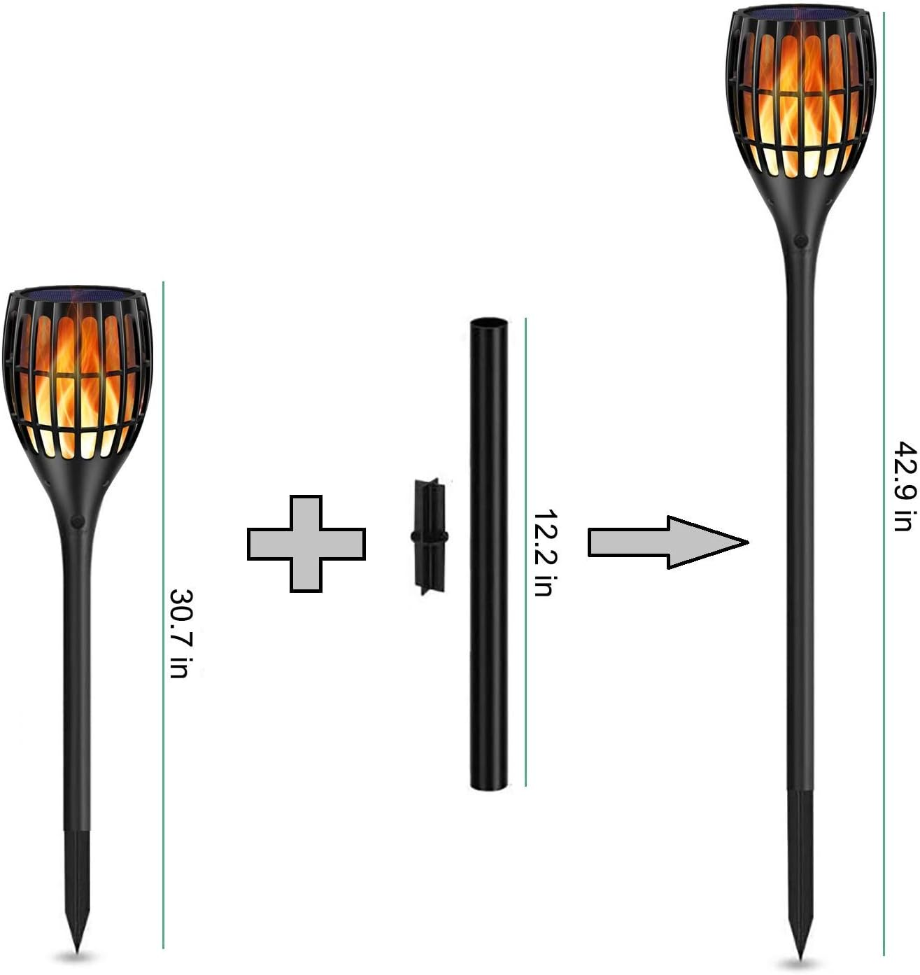 Plastic Pole Extension and Joint Kits Connector for Solar Flame Torches 12" Extension Makes Tiki Torches Taller, 4 Pack - Pole-4 Pack image number 4