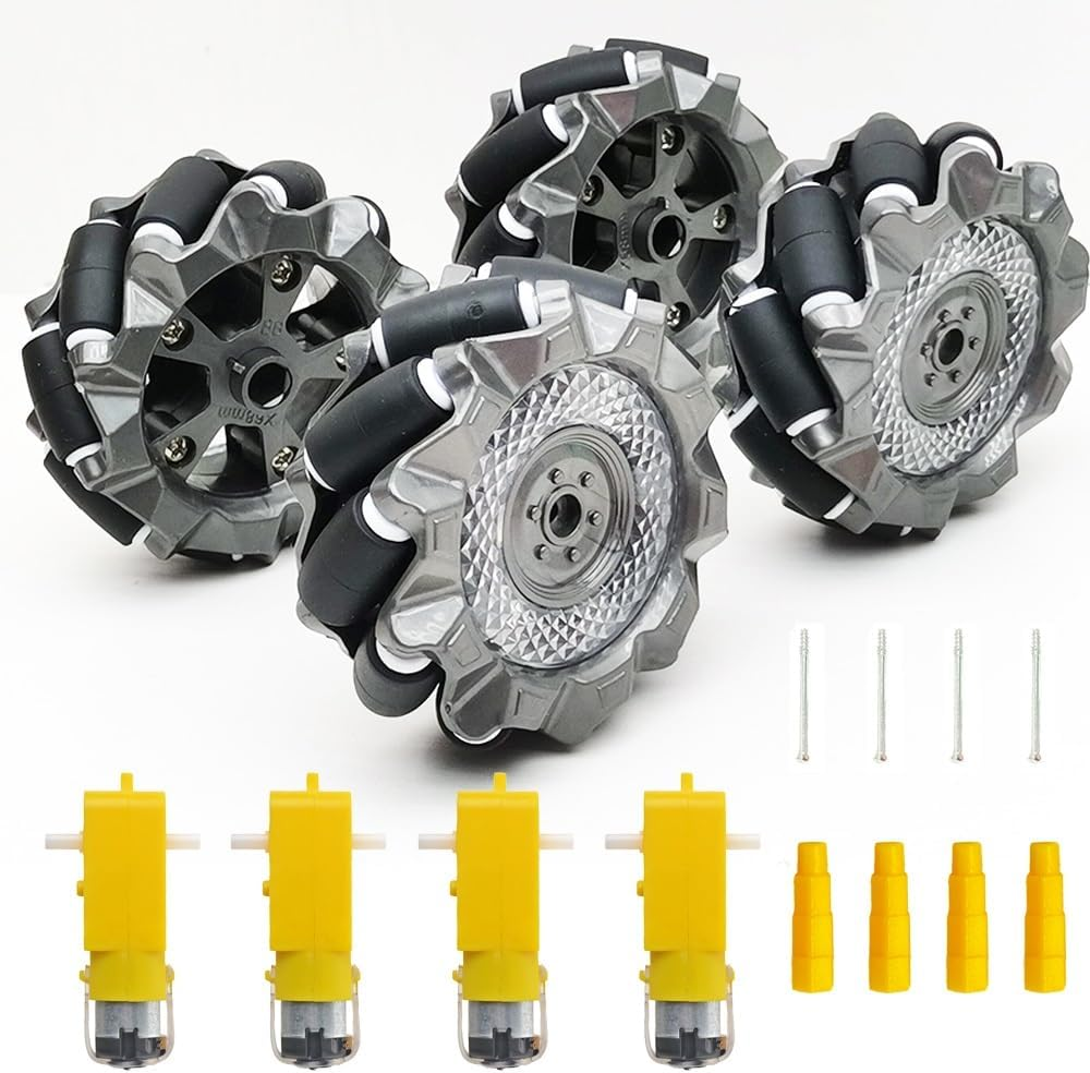 DWWTKL DIY Mecanum Wheel Robot Kit Parts 4WD Omnidirectional Wheels Smart Robot Car Chassis Kit Educational Toy Accessory(4Pcs Wheels and 4Pcs TT Motor) image number 3