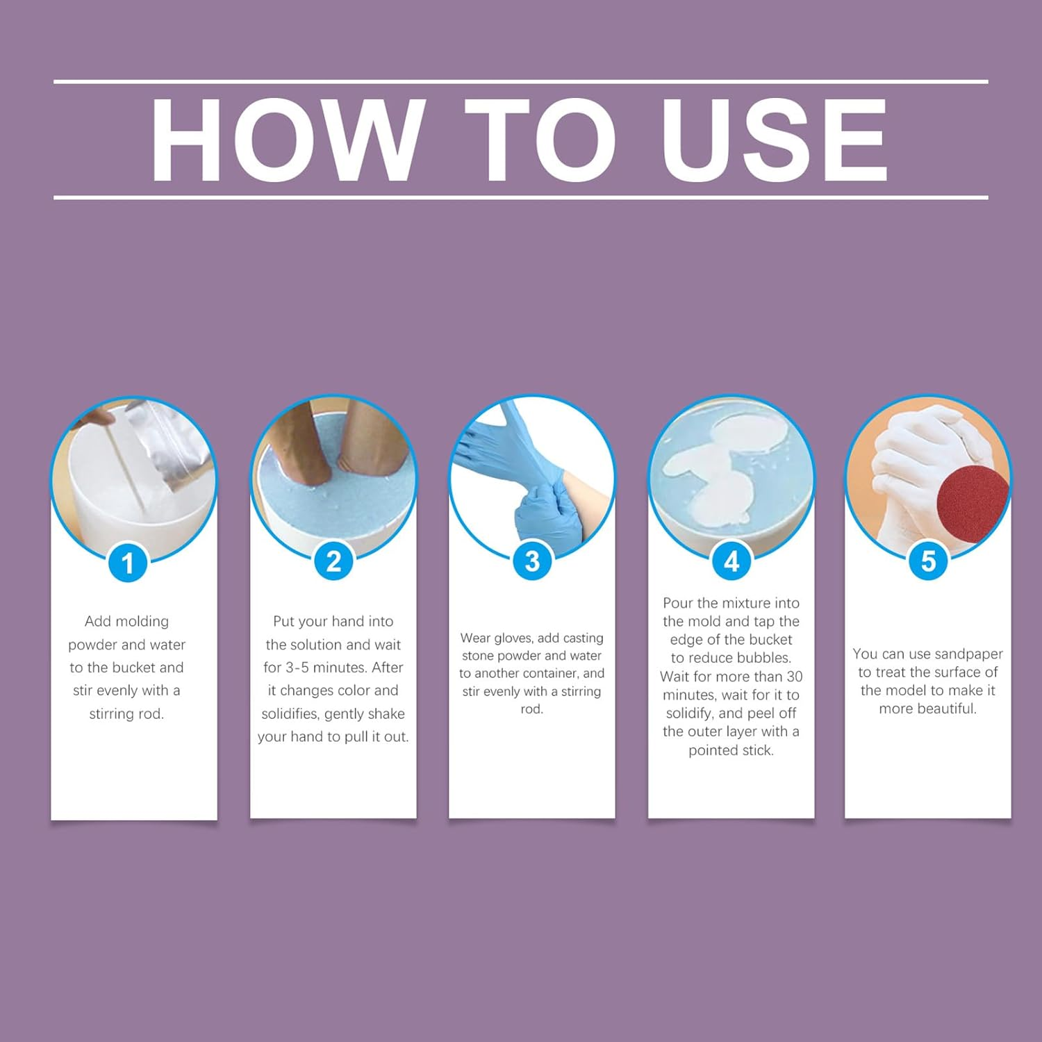 Hand Molds Casting Kit - Hand Casting Kit | Couple Molding for Adults | Romantic Sculpture Mould Craft Set with Gloves, Home for Couples for Men, Boyfriend & Girlfriend image number 4