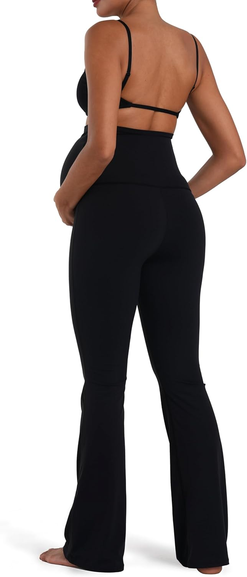 Sunvalix Maternity Flare Leggings with Pockets &ndash; Ultra-Soft over the Belly Pregnancy Yoga Pants for Workout&Lounge Wear