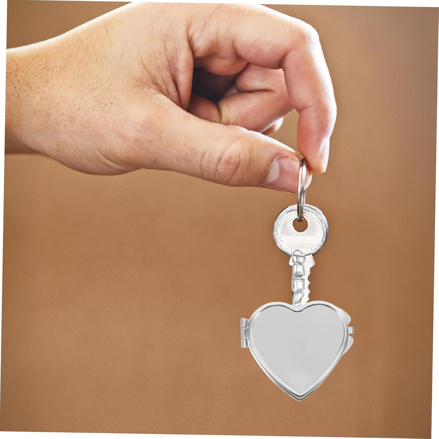 Ibasenice 2Pcs Mini Mirror Keychain Cosmetic Mirror Keychain Double-Sided Folding Makeup Keyring Pocket Vintage Portable Key Chain Accessories Compact Light image number 6