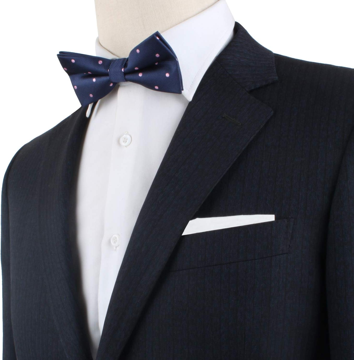 Navy Pink Polka Dot Bow Tie | 5 Year Warranty | Gifts for Men | Groomsmen Bow Ties