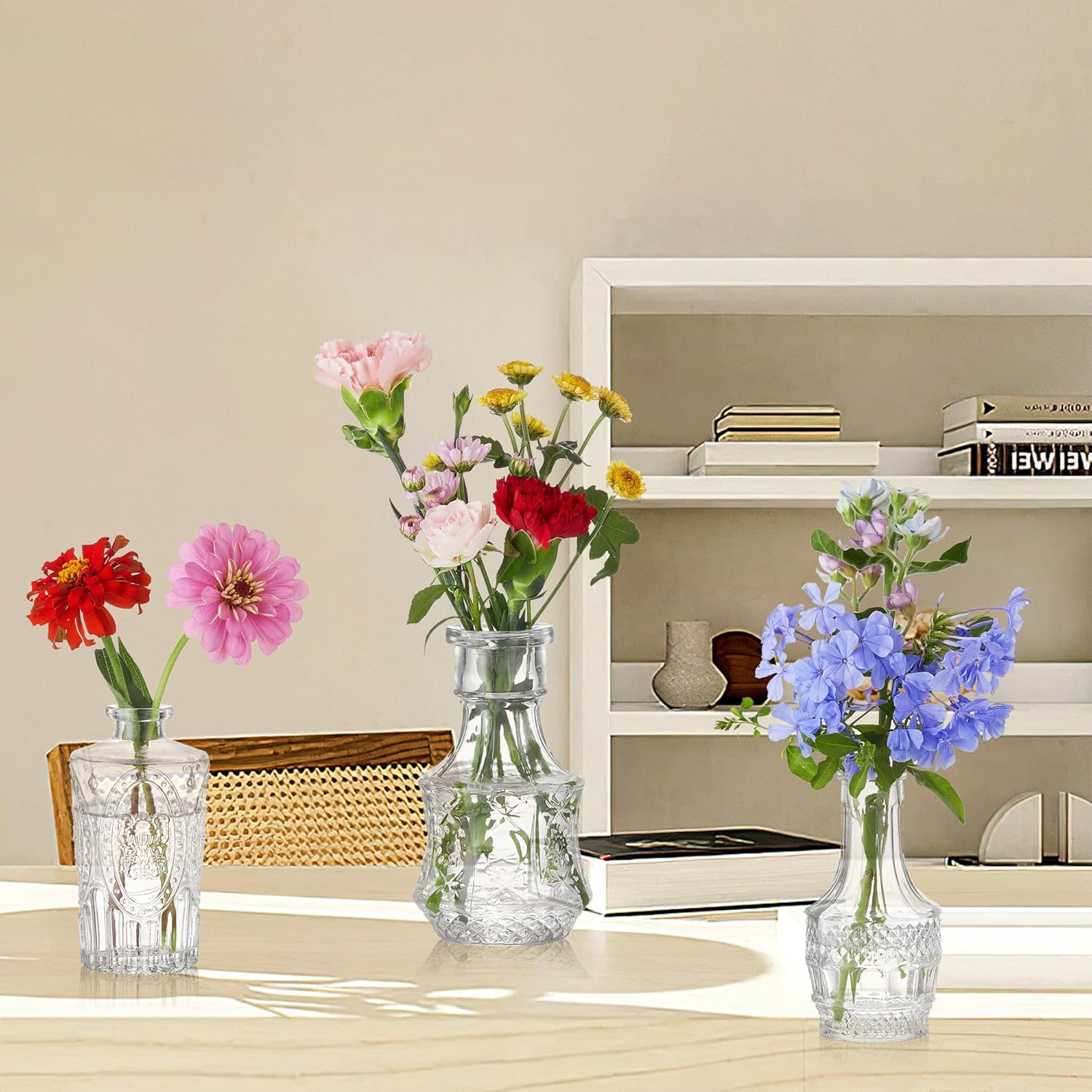 Unbreakable Glass Bud Vase Set of 32 Pcs, Vintage Clear Small Glass Vases for Flowers, Glass Bud Vases in Bulk, Mini Vase for Centerpieces, Wedding, Home Decor and Events image number 3