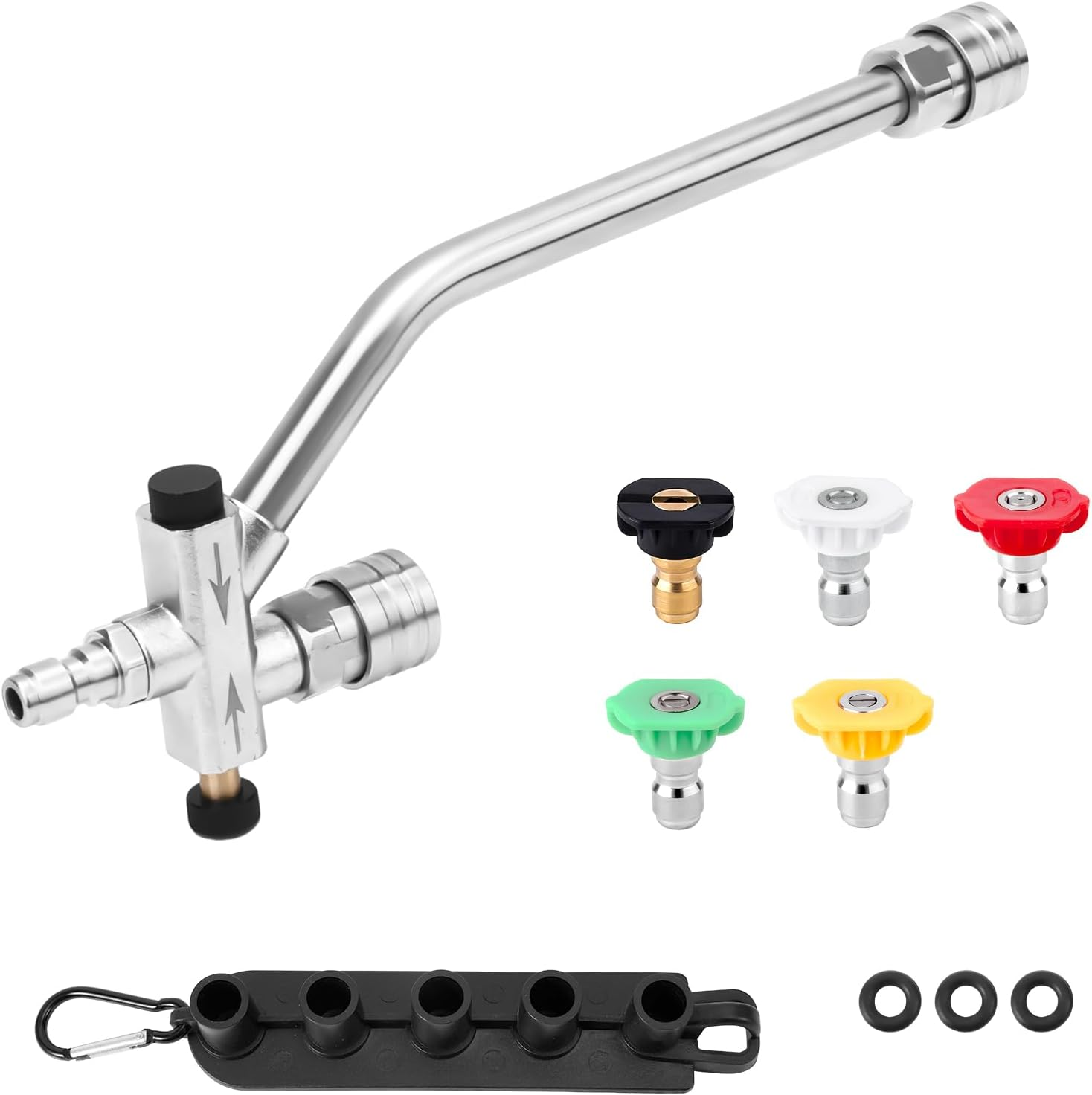 Foam Cannon Dual Connector Accessory, 1/4In Fast Connect Dual Lance Pressure Washer Wand with 5 Pressure Washer Nozzles Pressure Washer Double Tip Attachment for Soap Cannon image number 3