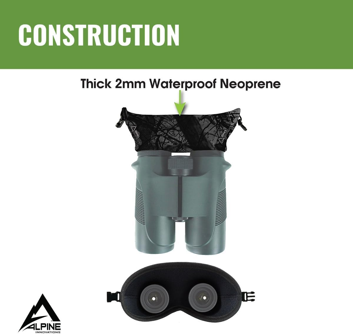 Alpine Innovations Binocular Vision Eye Covers, Compact Power Binocular Accessories and Gear for Hunting, Hiking, and Bird Watching, Slicker Bino Bandit - (Stealth Olive) image number 2