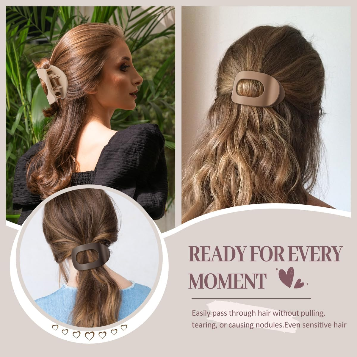 Pack of 6 Women'S Hair Clips, Flat Hair Clips, French Clip, Non-Slip Side Hair Clips for Thick and Thin Hair, Strong Hold for Everyday Life, Sports, Driving as Hair Accessories (Matte Plain) image number 6