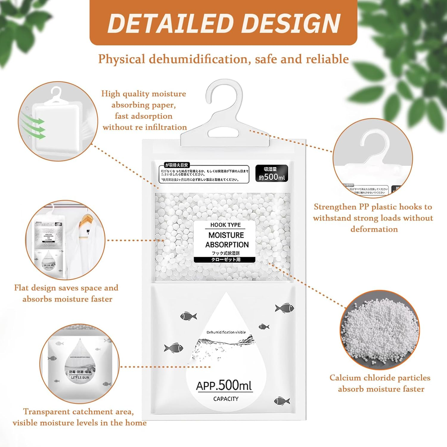 Moisture Absorber Packets 12 Pack, Dehumidifier Bags for Closet,Fragrance Free, Hanging Humidity Absorber Dehumidifier Bags,Desiccant in Closet,Wardrobes,Bedrooms,Bathrooms,Home image number 4