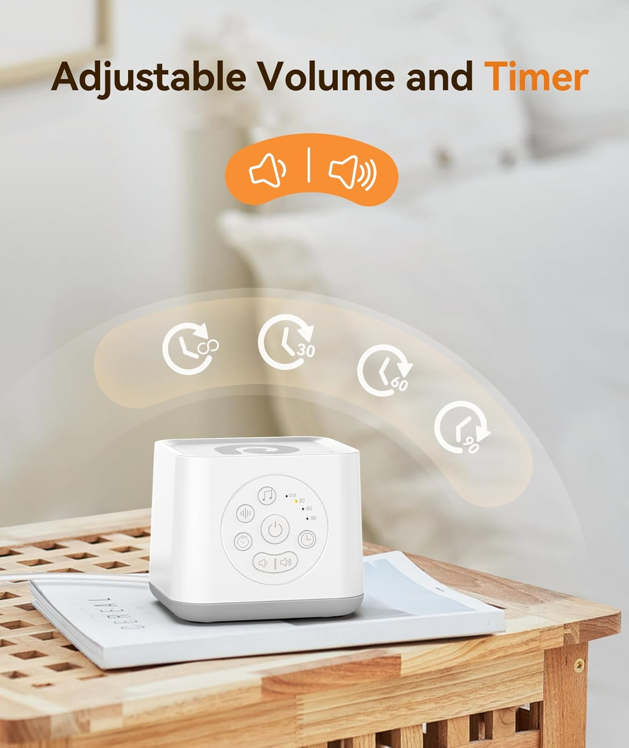 Dreamegg White Noise Machine - Sleep Sound Machine for Baby, 21 Natural & Soothing Sounds with Baby Shushing, Lullabies, Rain Ocean, Timer or Continuous, Compact Sleep Machine for Nursery Kids Adults image number 6