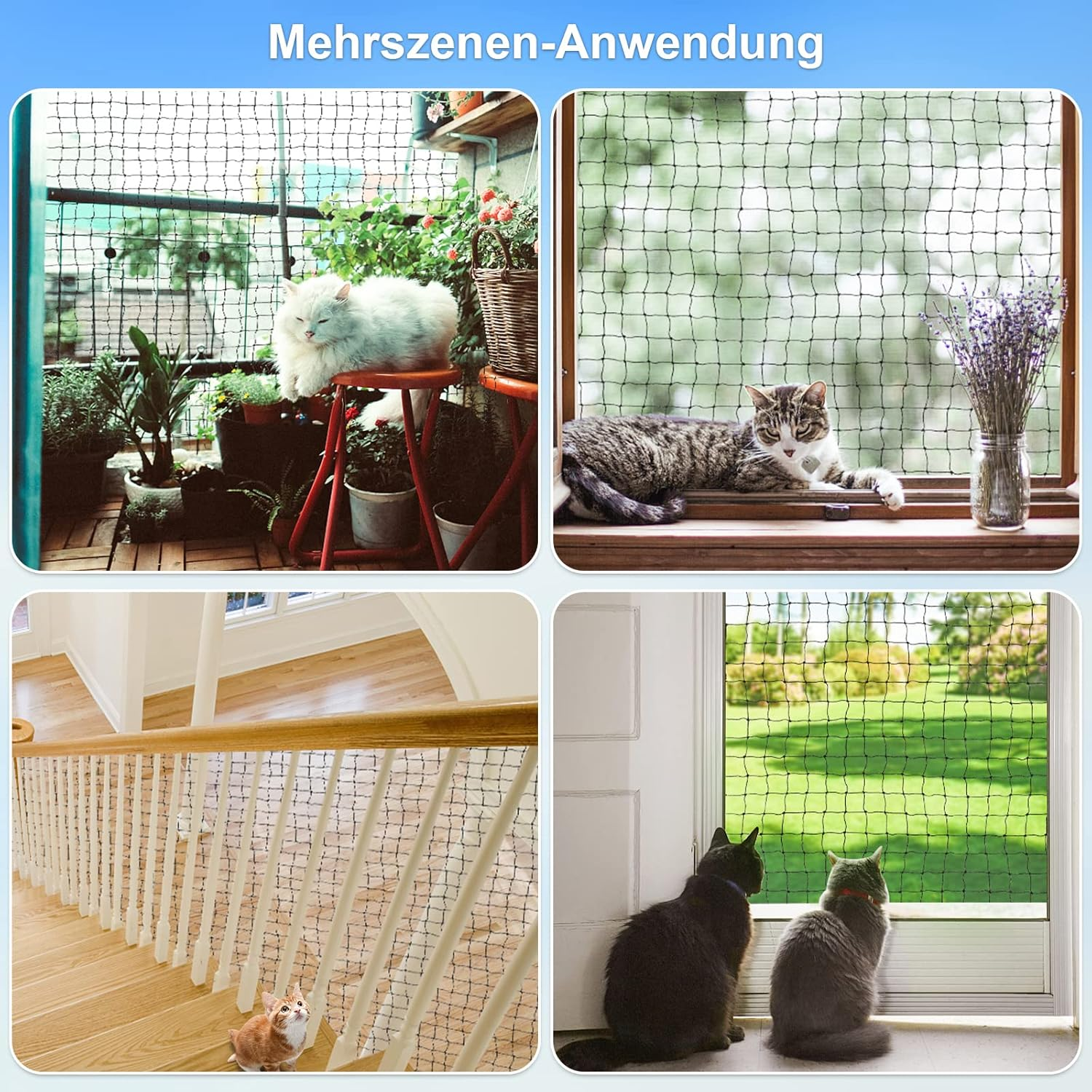 Aystkniet Cat Net for Balcony, 5 X 5 M Cat Net, Wire Reinforced with Mounting Rope, Nails, Cable Ties, Bite and Tear-Resistant Balcony Net, Uv-Resistant Cat Protection Net for Windows, Patio, Door image number 3