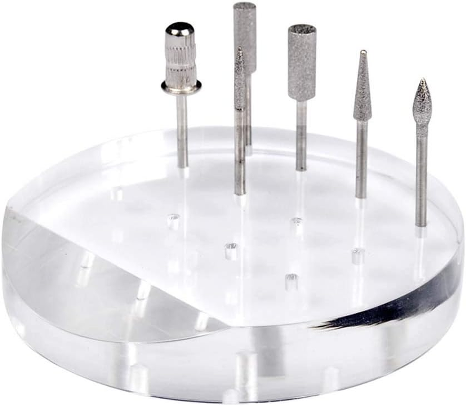1Pc Clear Acrylic Nail Drill Bit Holder Stand Case Display Organizer 12 Holes Drill Bit Holder Manicure Tools for Home Use or Profession Nail Salon Use, Round image number 4