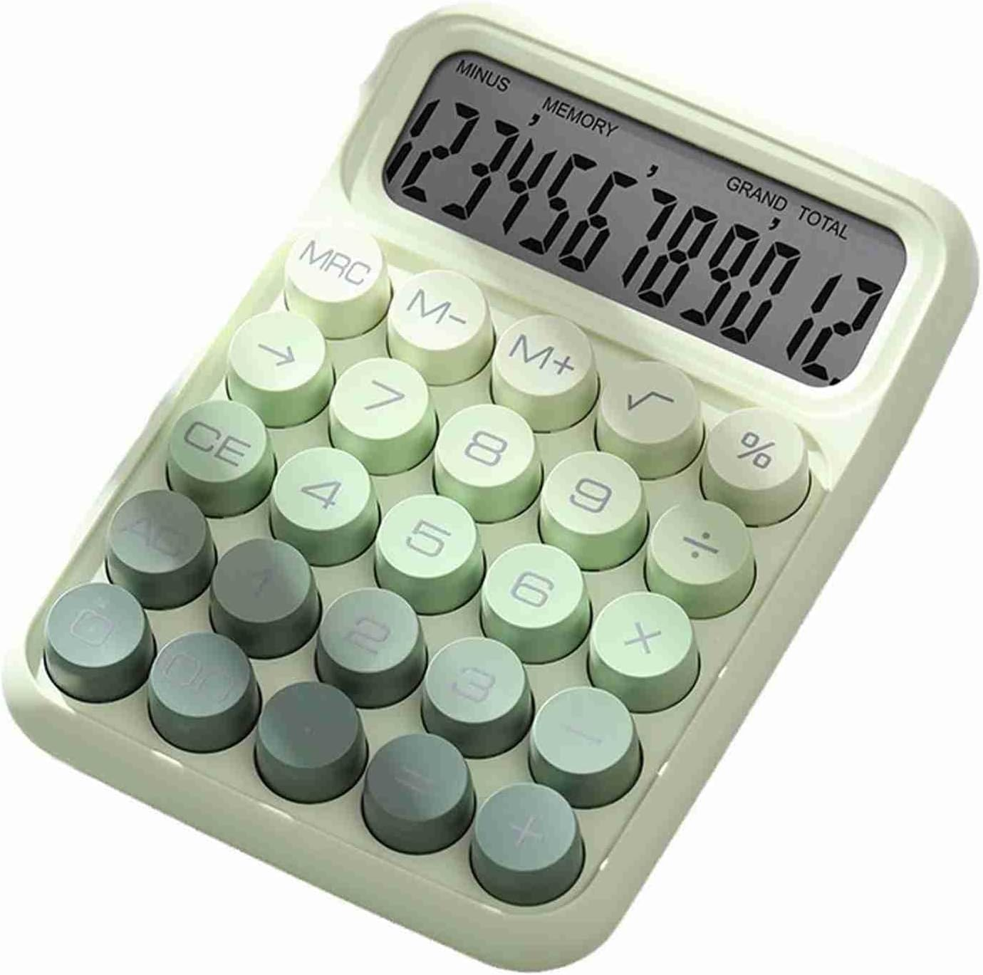 Fafeicy 12 Digit Pink Desktop Calculator Large Button Cute Office Calculator for Students and Accountants (Green)