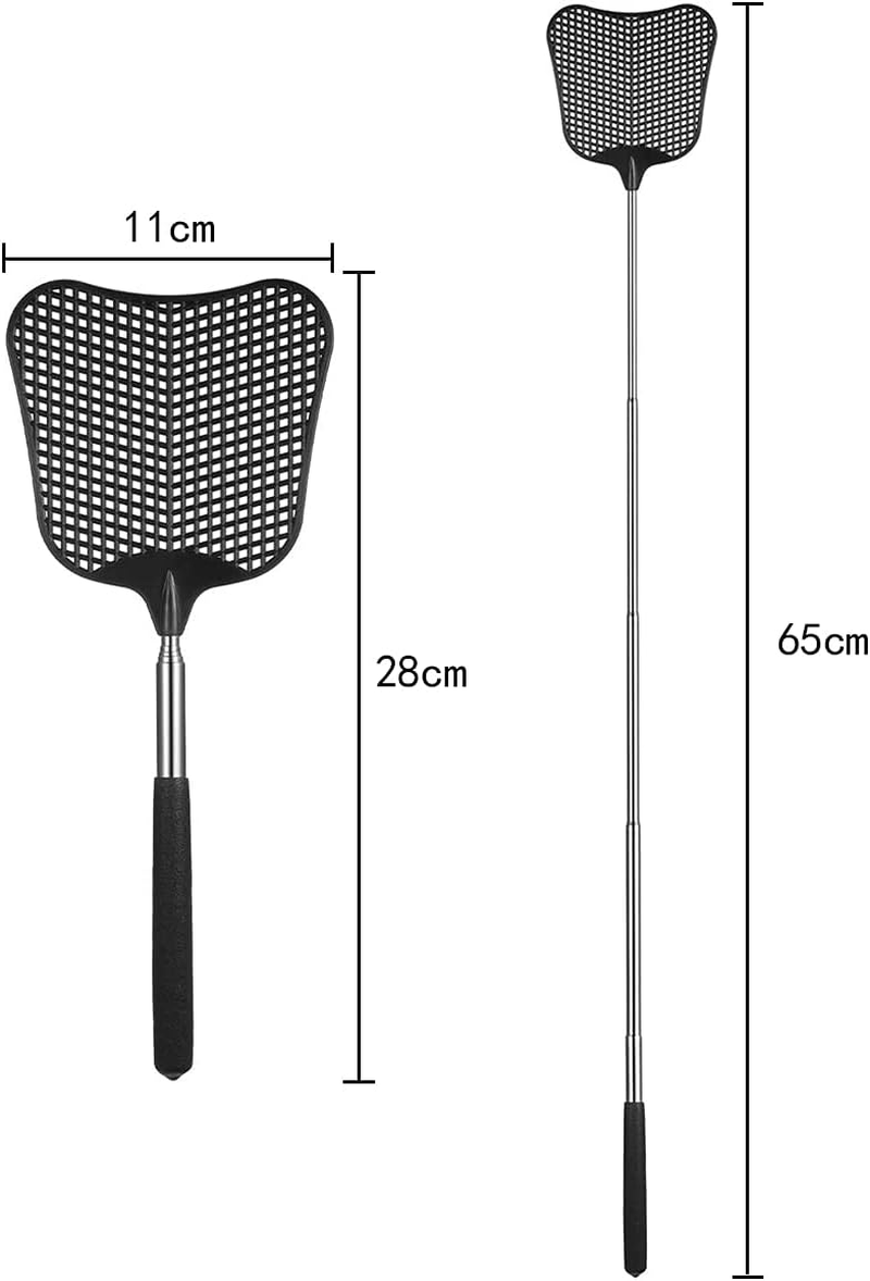 Extendable Fly Swatter, 3 Pcs Durable Heavy Duty Plastic Manual Swat Pest Swatter with Extendable Stainless Steel Handle for Office, Home, School, Swat Pest, Fly(Black, Red, Blue) image number 4