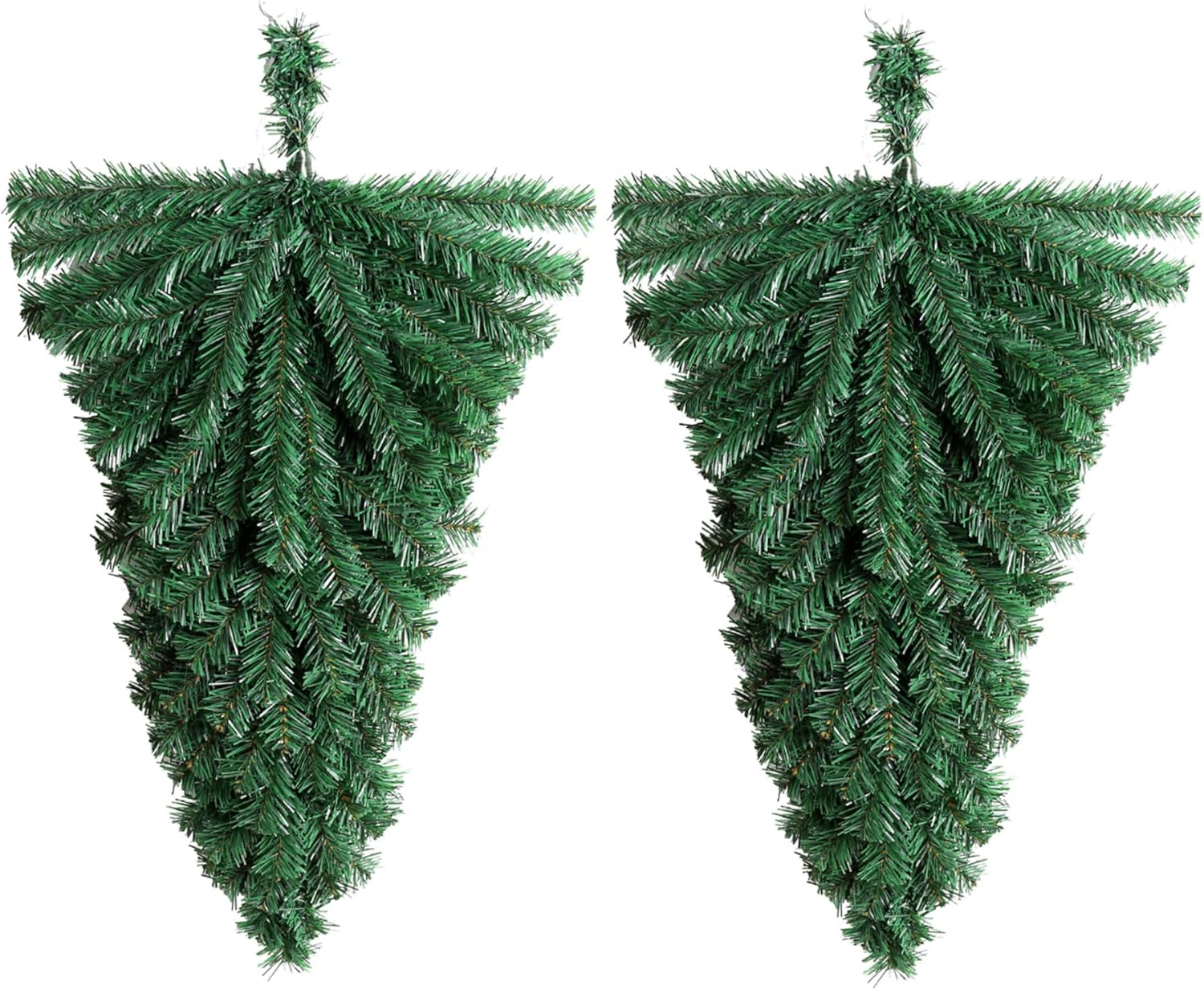 Christmas Swag 2Pcs 45Cm Wreath Base Artificial Upside down Tree Shape Teardrop Swag PVC Christmas Decorations for Front Door Wall Window
