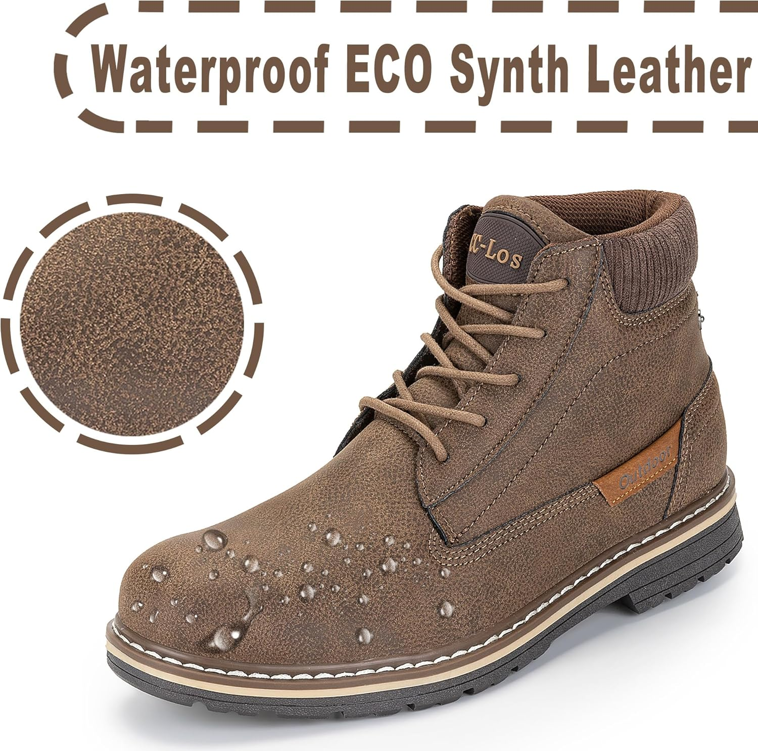 Cc-Los Men'S Hiking Boots Casual Chukka Boots Water-Resistant Work Ankle Boots for Men Size 8-14