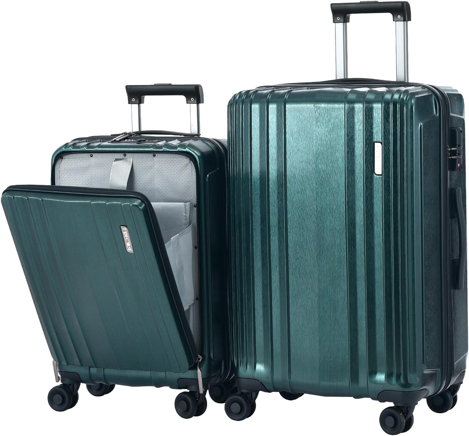 Luggage Set 2 Piece 20/28, 20 Inch Carry-On with Front Laptop Pocket & Expandable 28 Inch Luggage, ABS+PC Lightweight Hardshell Suitcase with Spinner Wheels, Silver Grey