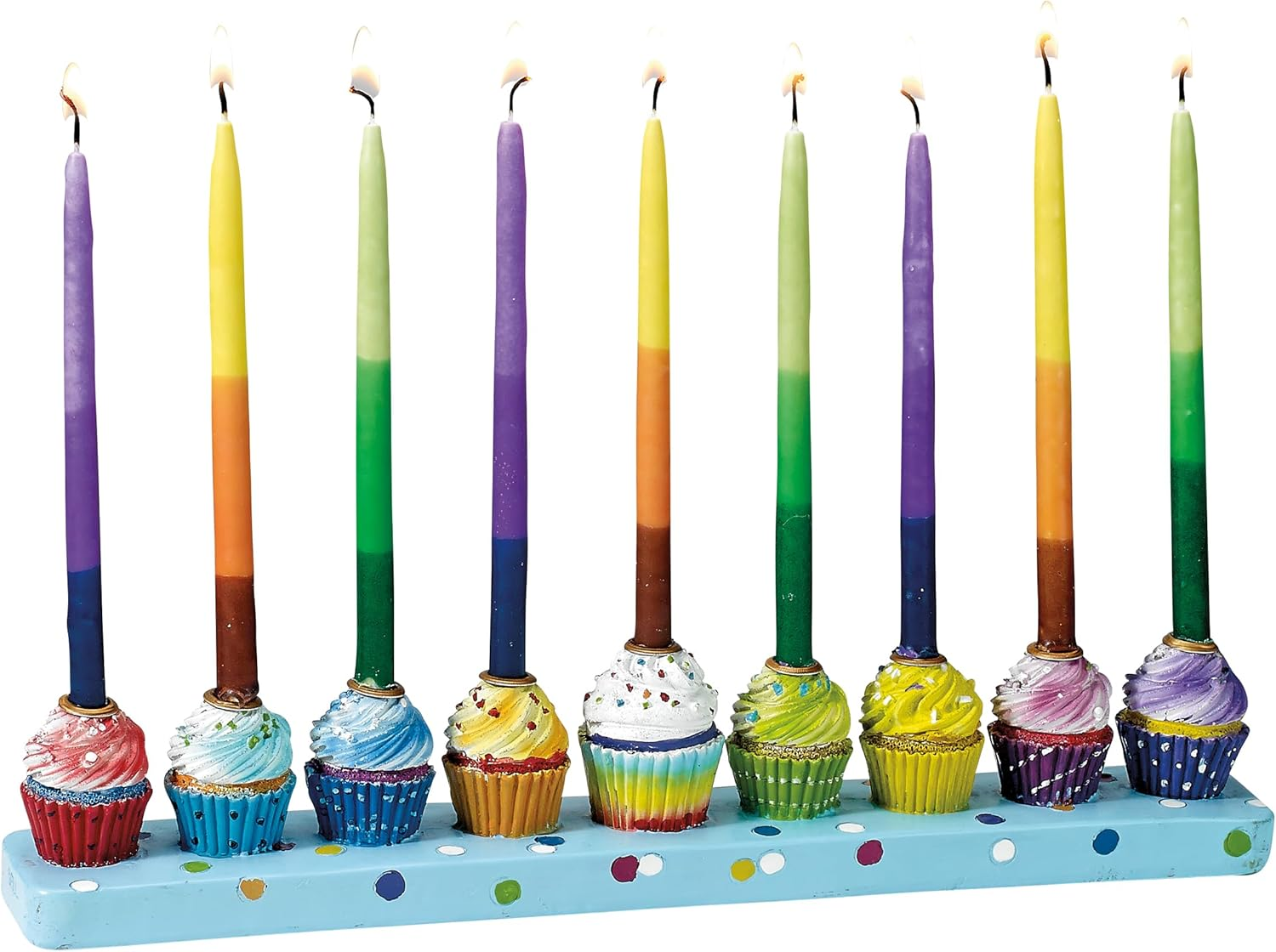Rite Lite Hand Painted Resin Cupcakes Menorah image number 4