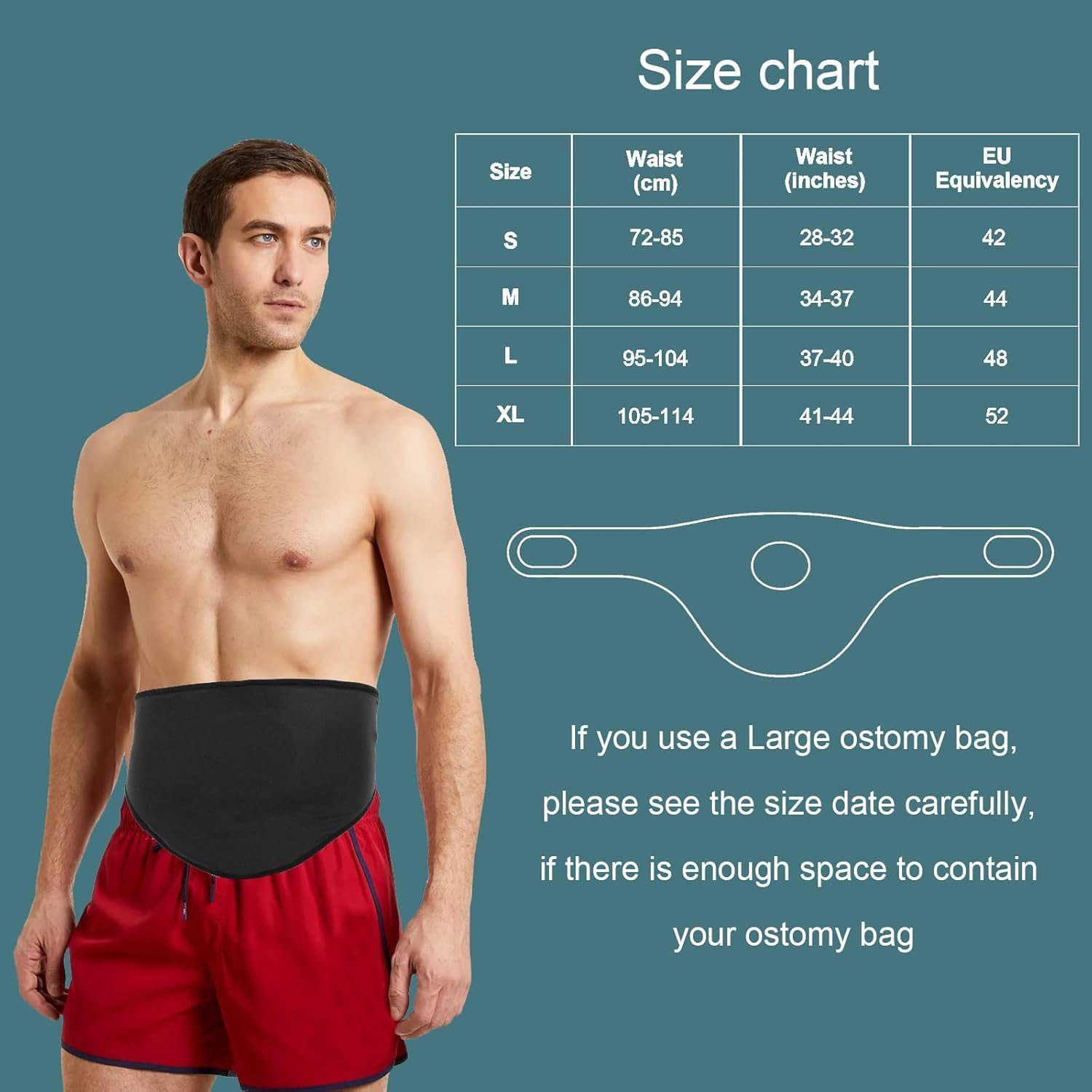 Ostomy Belt for Men & Women | Stealth Ostomy Bag Cover for Sports & Swimming | Ileostomy Support Wrap with Inner Pocket | Stoma Support Belt (L) image number 1