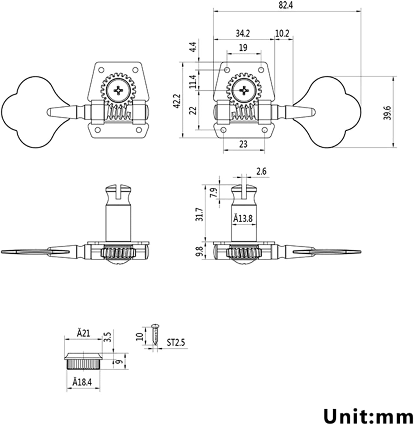 1PCS Right Bass Tuner Peg Compatible for Fender Guitar Tuning Pegs image number 4