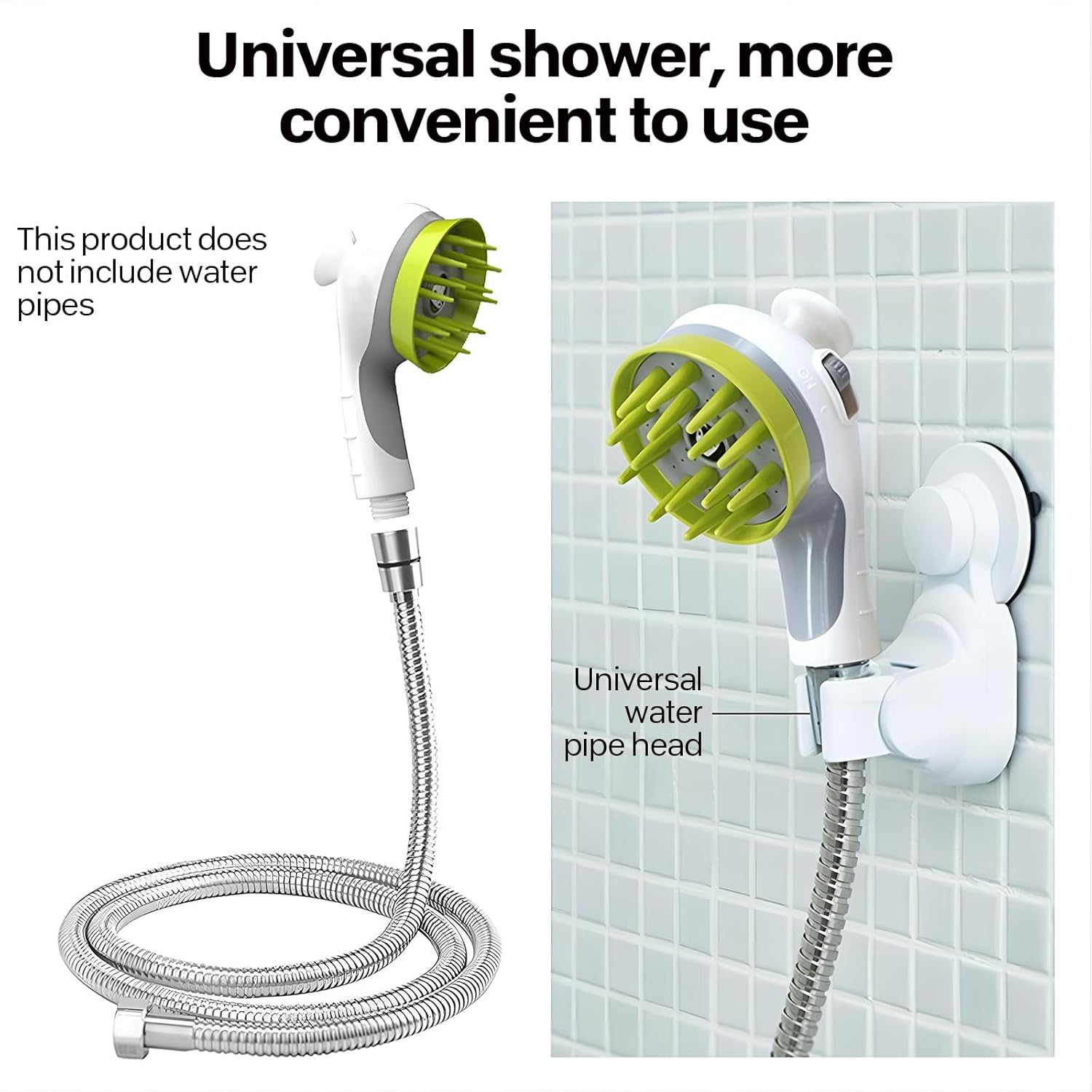 Pet Dog Grooming Shower Head with Massage Brush Functionality and Water-Saving Pause Feature, Shower Grooming Shower Head for Cats and Dogs (White) image number 2