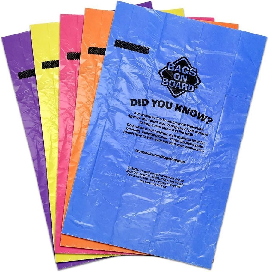 Bags on Board Strong, Leak Proof Dog Poop Pick-Up Bags, Rainbow, 60 Rolls (14 Bags in Each Roll) image number 6