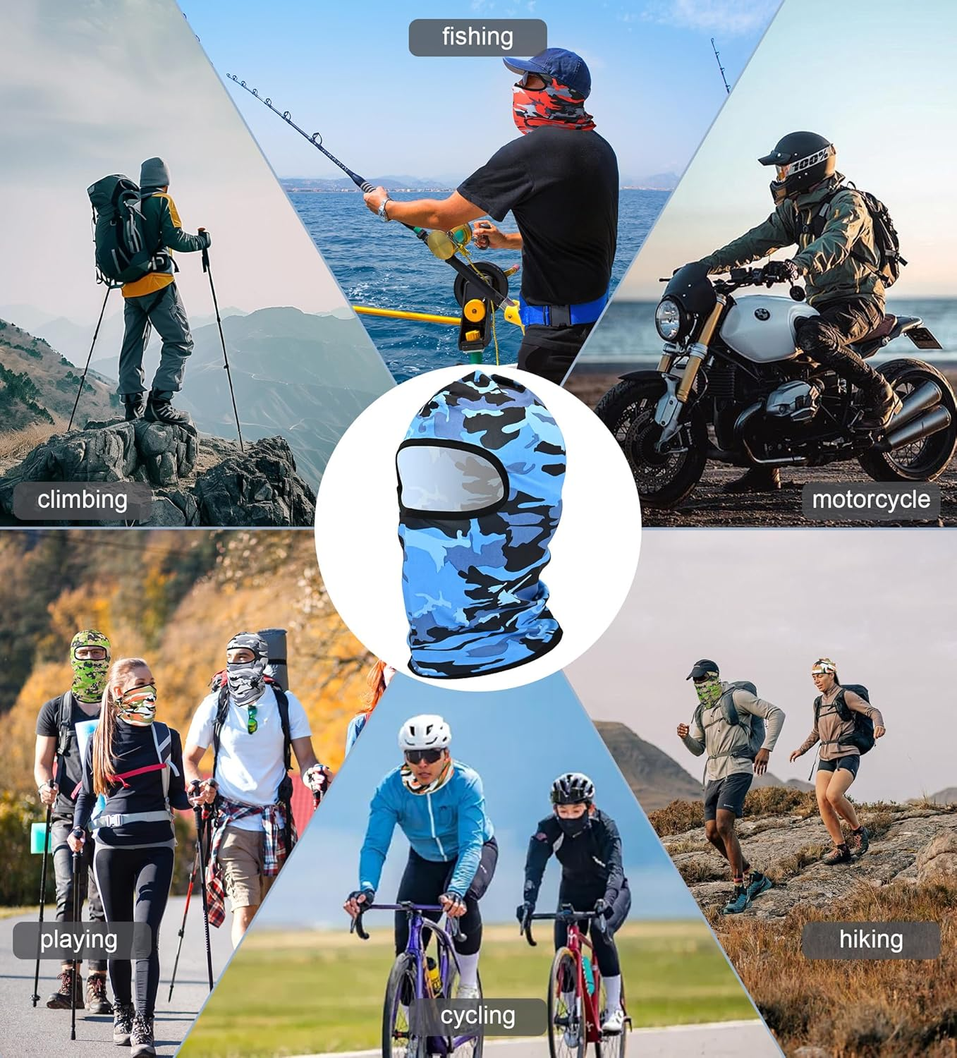 YBVABE Balaclava Face Mask - Neck Gaiter Adjustable, Windproof, UV Protection Hood, Summer Cooling, for Skiing, Snowboarding, Motorcycle Breathable Ice Silk Motorcycle Scarf for Men & Women image number 5