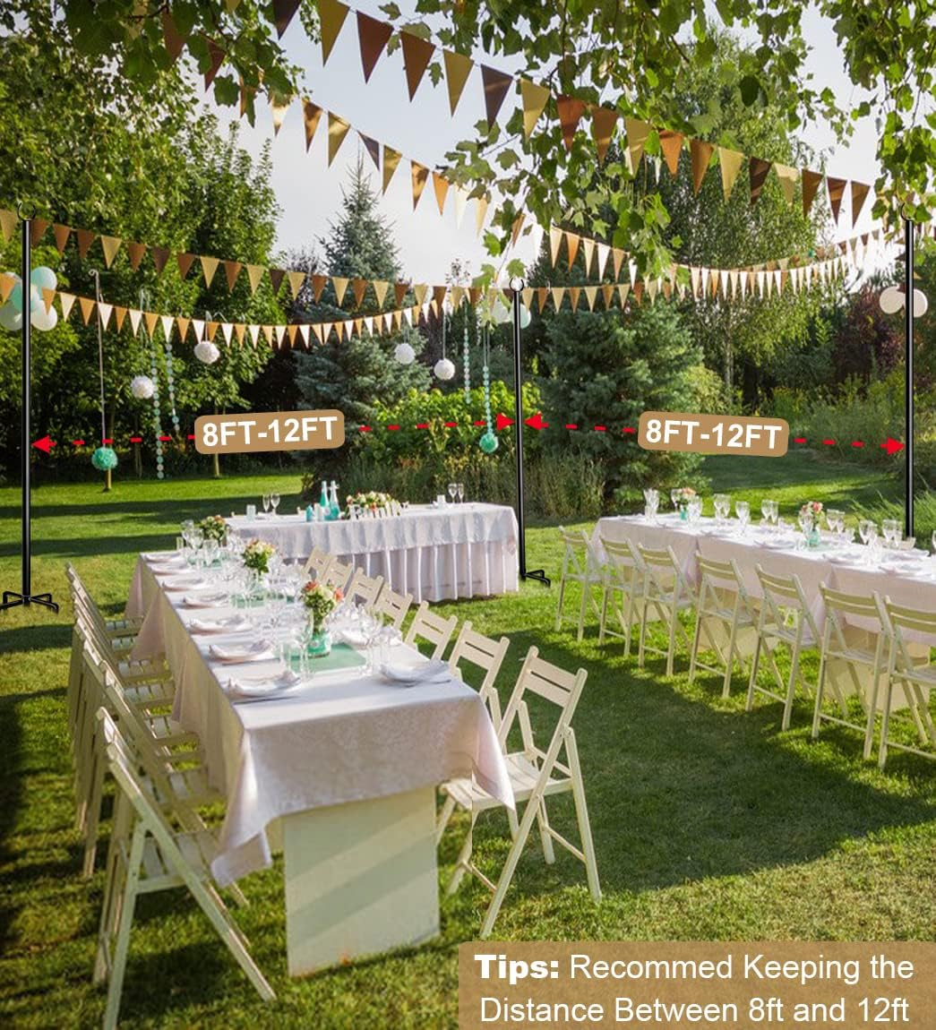 Sprimden 10Ft String Light Poles for Outdoors, outside Light Poles with 5-Prong Base, Suit for Garden, Backyard, Patio, Outdoor Lighting, Matte Black, 2 Packs image number 1