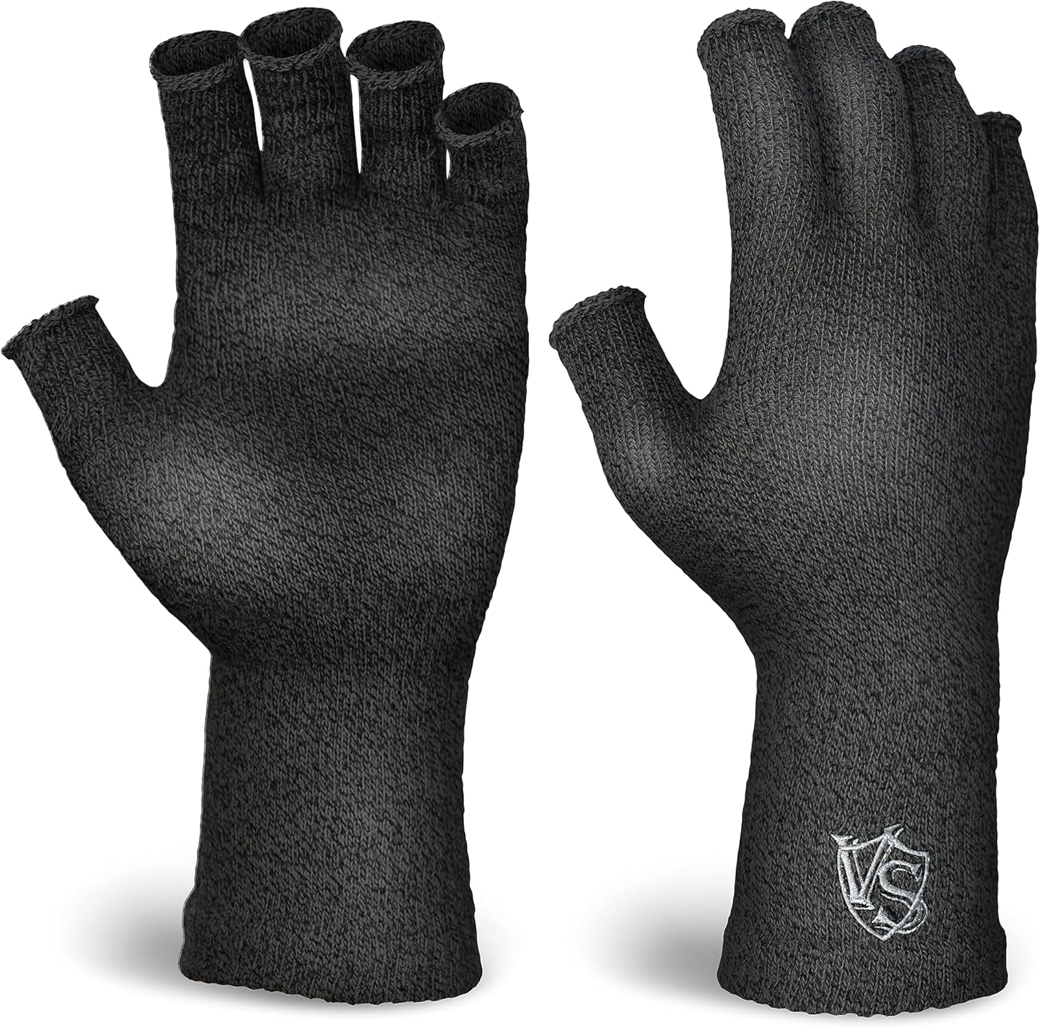 Vital Salveo Germanium & Charocal Fingerless Recovery Gloves,Half Finger Gloves,Arthritis,Stretchy Hands Office, Typing Texting,Circulation,For Men and Women (Pair) image number 1