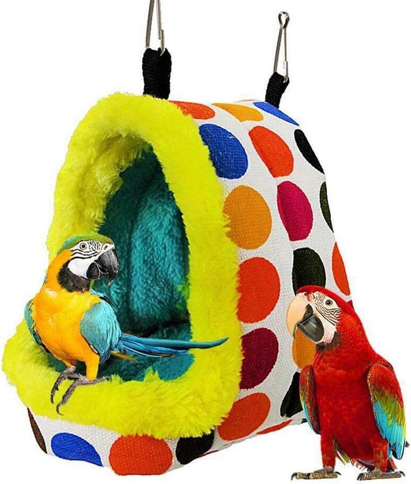 Acemedia Bird Hanging Hammock Winter Warm Parrot Nest House Bed Plush Snuggle Pet Cave Hammock Toy Parakeet Cockatiel Cage Accessory (Medium) image number 2