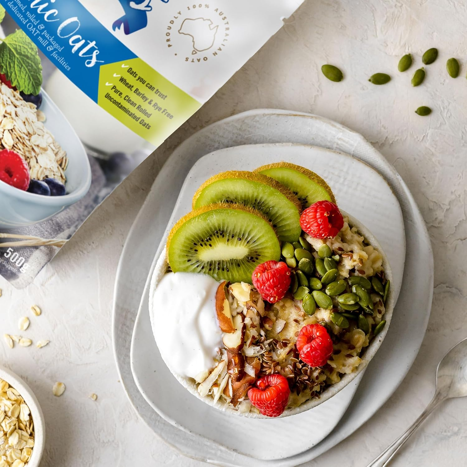 GF Oats Oaty Starter Pack |500G X 3 |12 Serves per Pack | Includes 3 Types |Aussie Wheat Free, Rye Free, Barley Free, GMO Free, Glyphosate Free & Vegan Rolled Oats. Tested Nil to Gluten Contamination image number 1