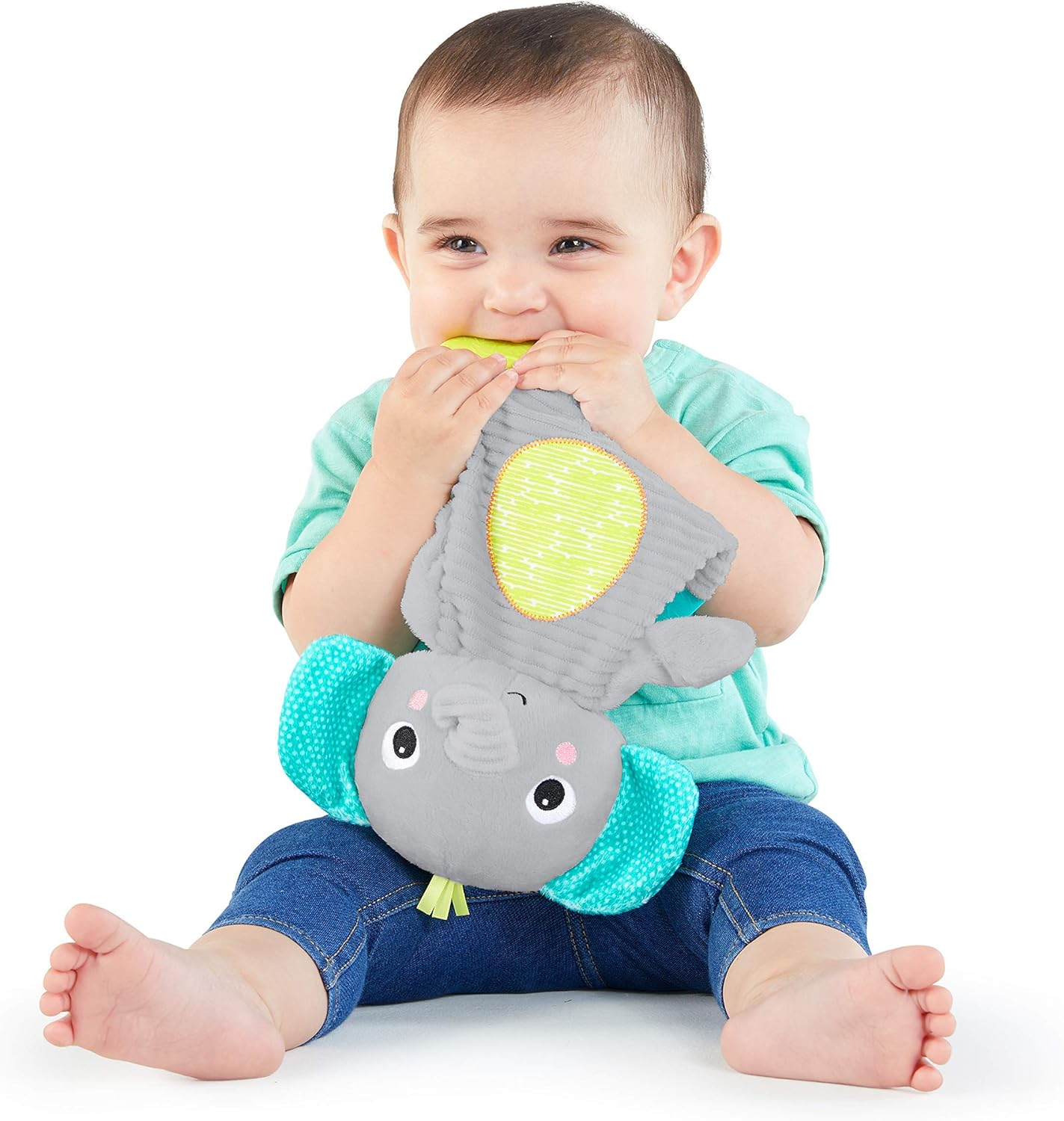 Bright Starts Snuggle & Teethe Bpa-Free Crinkle Teething Plush Baby Toy - Elephant image number 3