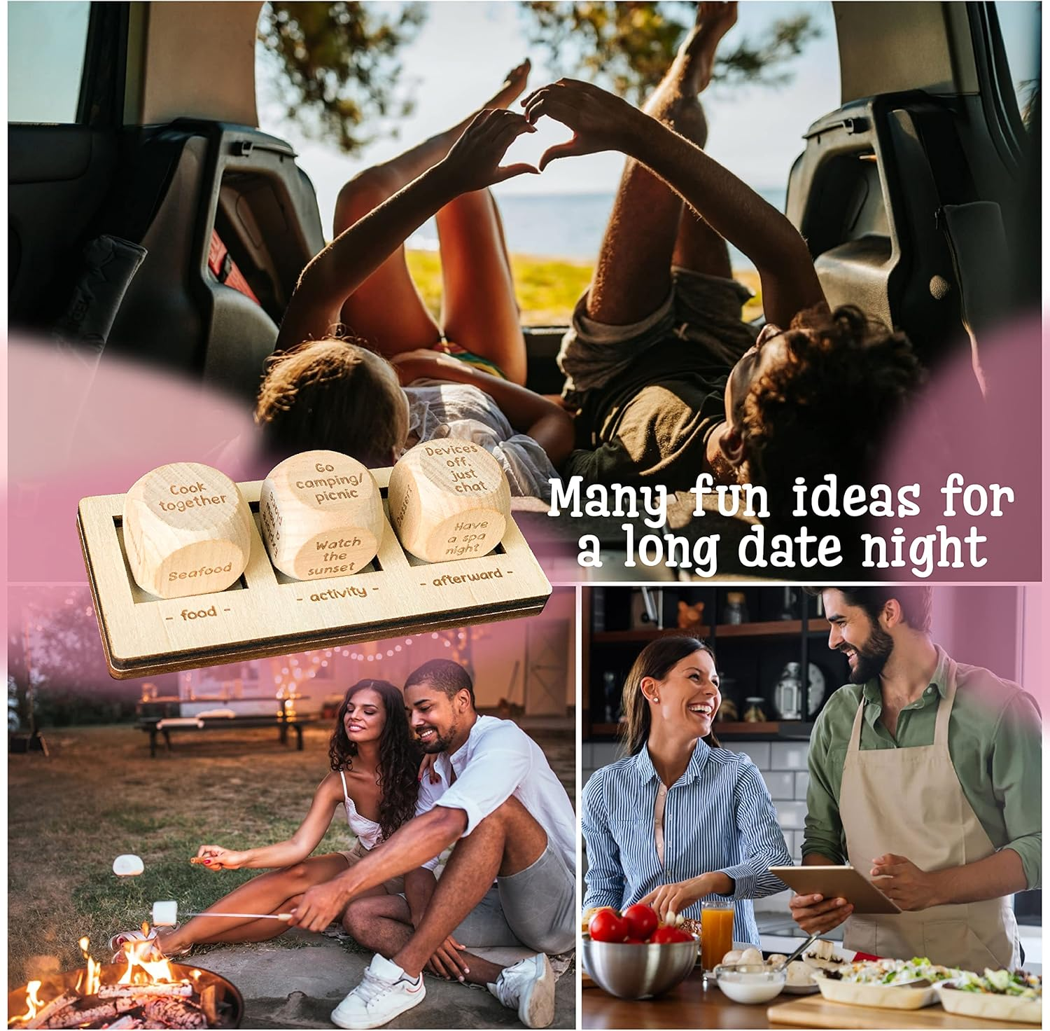 Stofinity Date Night Dice for Couples - Food Dice Game, Take Out Dice, Funny Anniversary Wooden Gifts for Him Her, What to Watch Decision for Movie Dice, Romantic Wood Couple Date Night Ideas image number 6