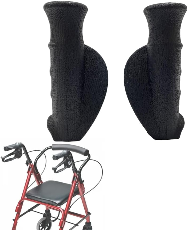 Rollator Hand Grip for Rolling Walker Replacement - Elderly & Disabled Patient Handgrips Accessories, 7/8", 2 Pcs (Black-A) image number 2