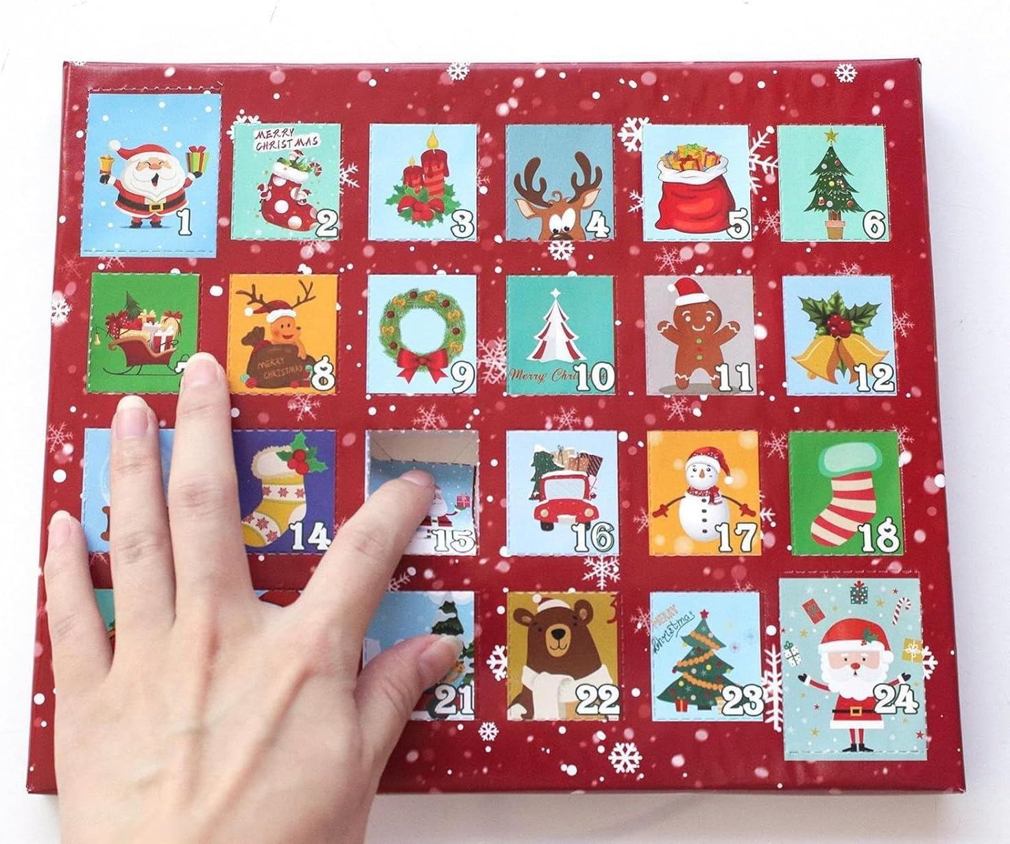 Bracelets Advent Calendar, Bracelets Advent Calendar Kit with 22 Charm and 2 Bracelets, Unique 24 Days Jewelry Christmas Countdown Calendar (Red) - Pink image number 2