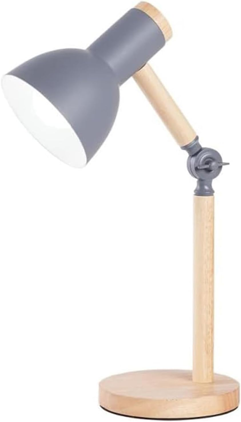 Desk Lamp E27 Wood Adjustable Angle with Metal Shade Table Lamp Modern with 3 Colors Dimmable Switch Bedside Lamps Eye Protection Simple Reading Lamp for Office Study Room Bedroom Living Room (White)
