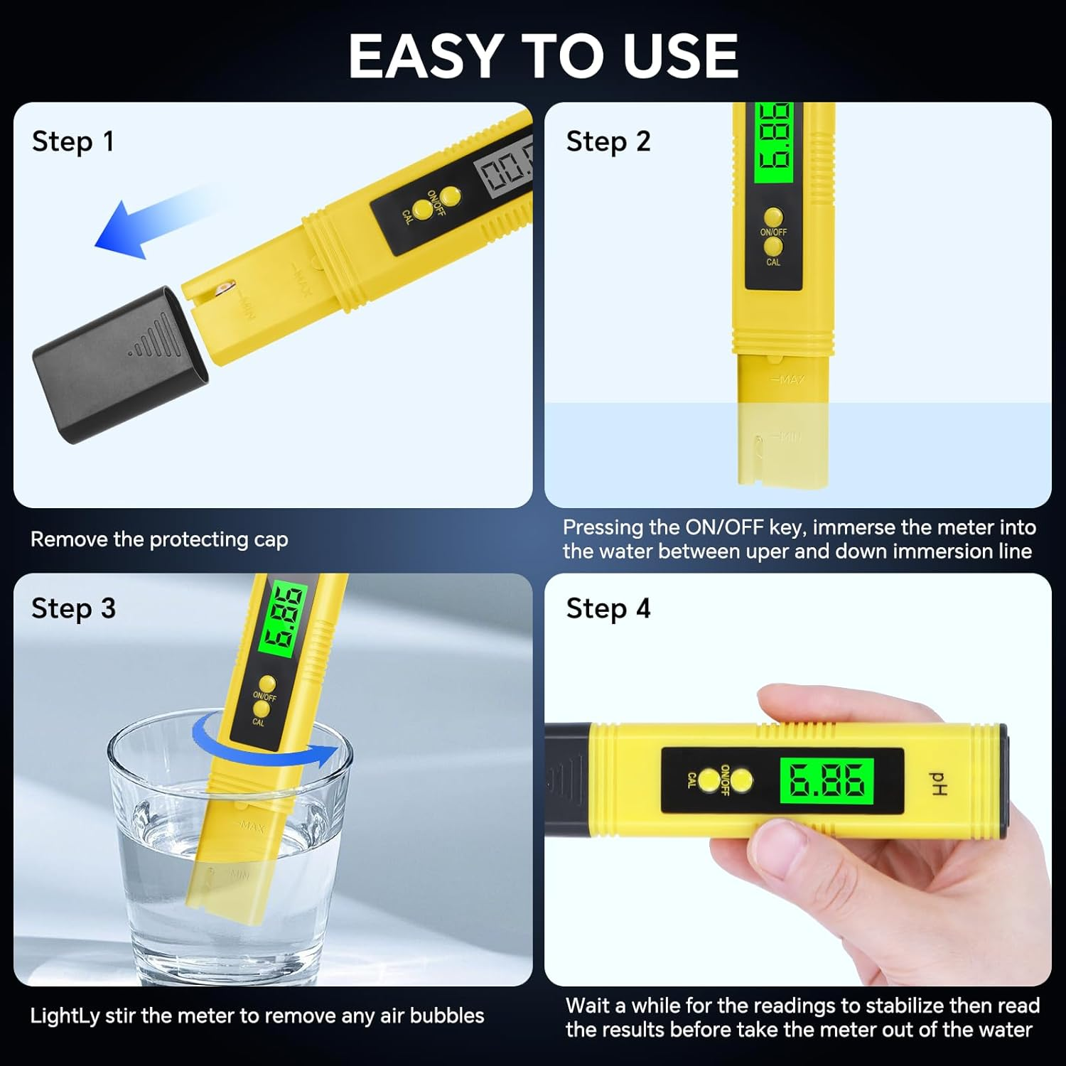 Digital Ph Meter, 0.01Ph High Accuracy Pen Type Ph Tester for Household Drinking with UL Certification and 3 Ph Calibration Powders image number 1
