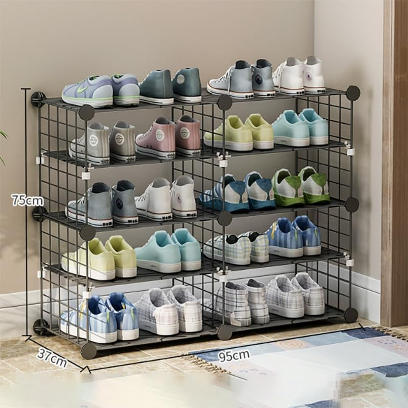 5 7 Tiers Shoe Rack Storage Organizer Shelf Stand Shelves Free Standing 20 to 28 Pair Shoe Organizer Adjustabel Fit for Boots Easy Expand (5 Tier Black) image number 3