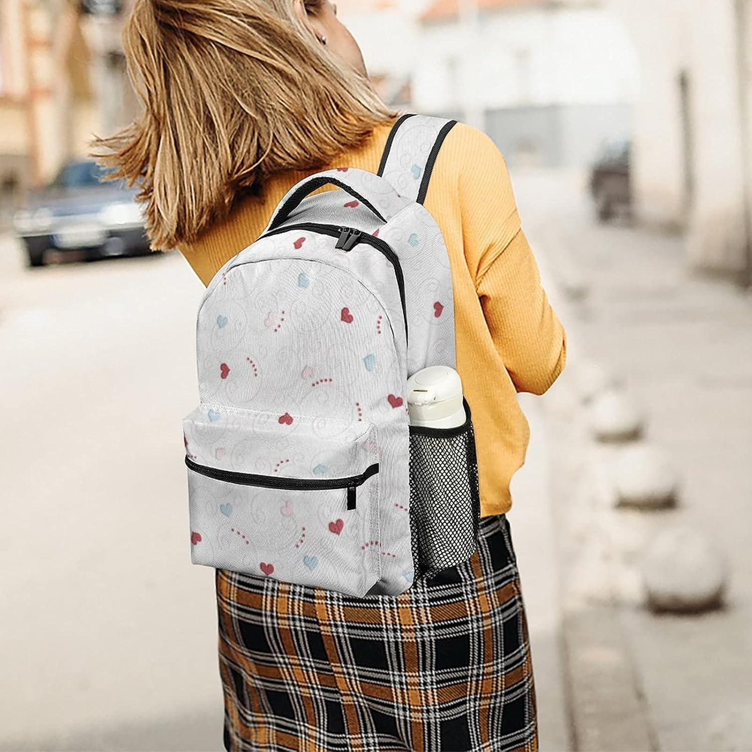 Oxford Cloth Children'S Backpack Pretty Decorative Texture Pattern Heart School Backpack for Girls,Adjustable Shoulder Waterproof