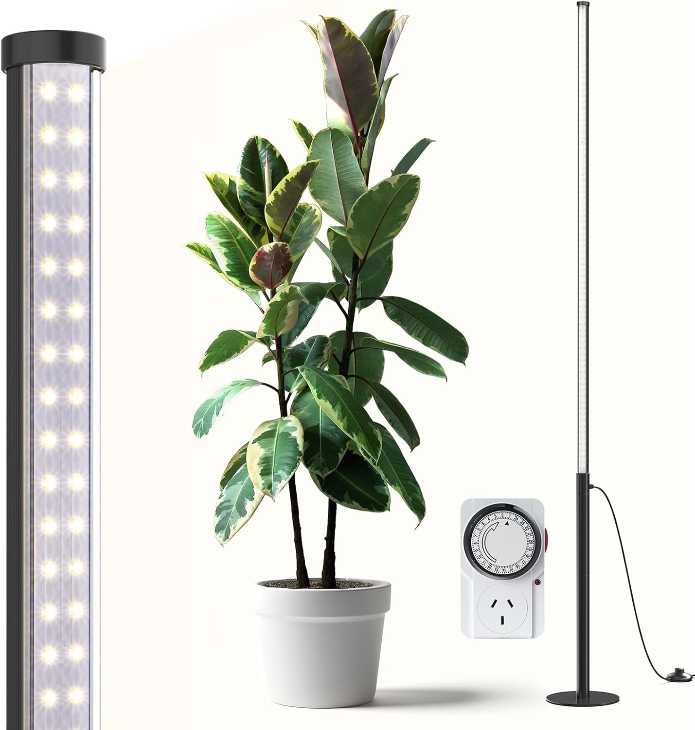 Barrina T10 Pro Standing Plant Light with Timer, 42W, 169 Leds, Full Spectrum Vertical Grow Lights for Indoor Plants, Wide Coverage, 120Cm to 170Cm Height with Foot Switch, Flowering and Tall Plant