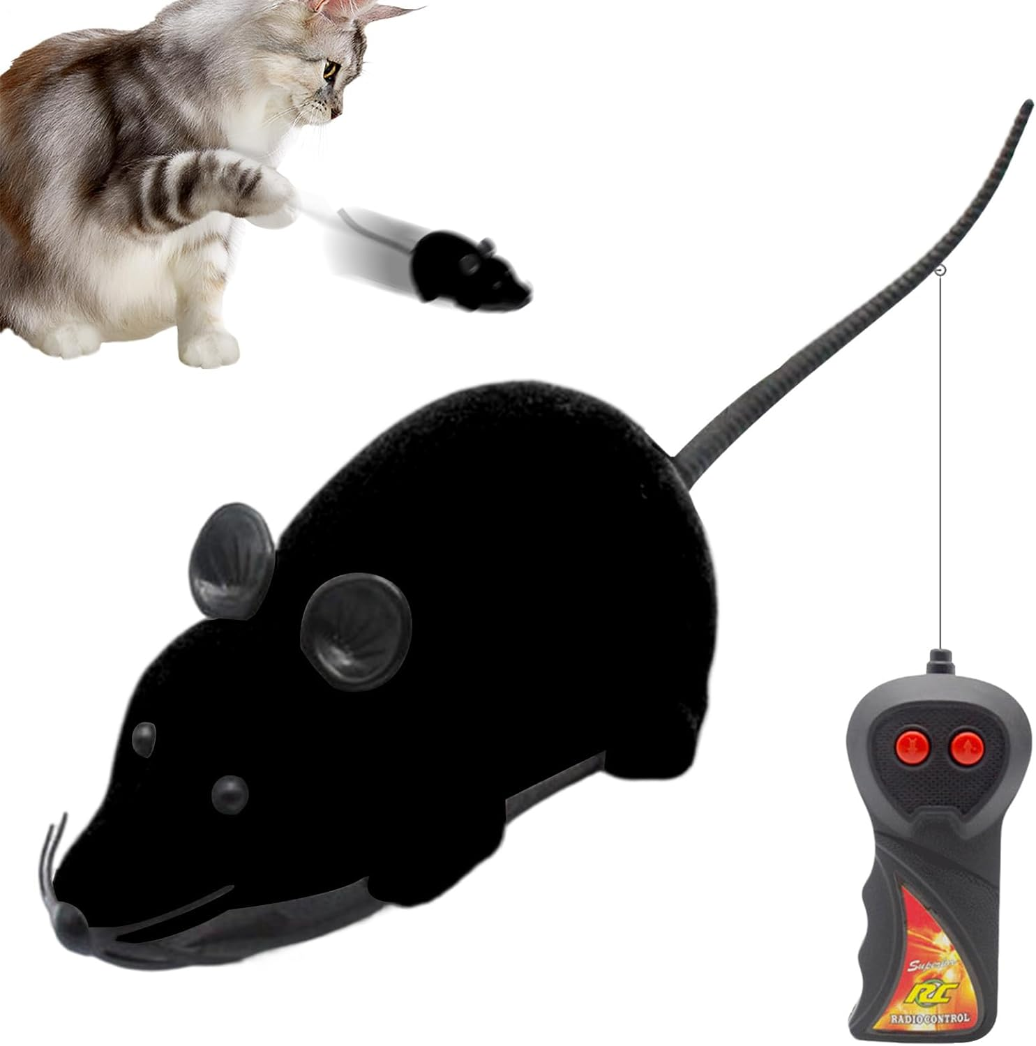 SVCEQZE Remote Control Mice Cat Toy,Flocking Remote Control Mice - Prank Stuff Interactive Pet Supply for Home Training Exercise Bedroom Indoor Dogs Travel Family Daily Living Room image number 2