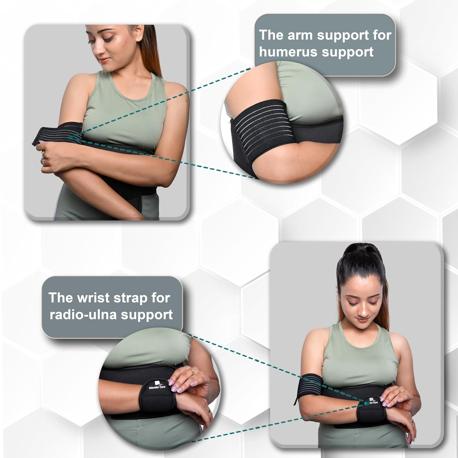 Wonder Care-Left Right Shoulder Immobilizer Arm Sling Elastic Brace for Clavicle Collar Bone Dislocation Subluxation Shoulder Support Compression Brace after Rotator Cuff Surgery - Black-Size 1 image number 6