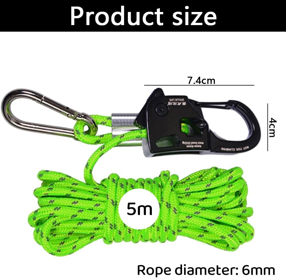 Universal Tent Rope Tensioner Set &ndash; 6Mm X 5M Reflective Cord with Aluminum Alloy Self-Locking Adjuster, Snap Buckle, Stainless Steel Hook & Cord Loop &ndash; Camping Guy Line Kit for Tents, Tarps & Outdoors image number 2