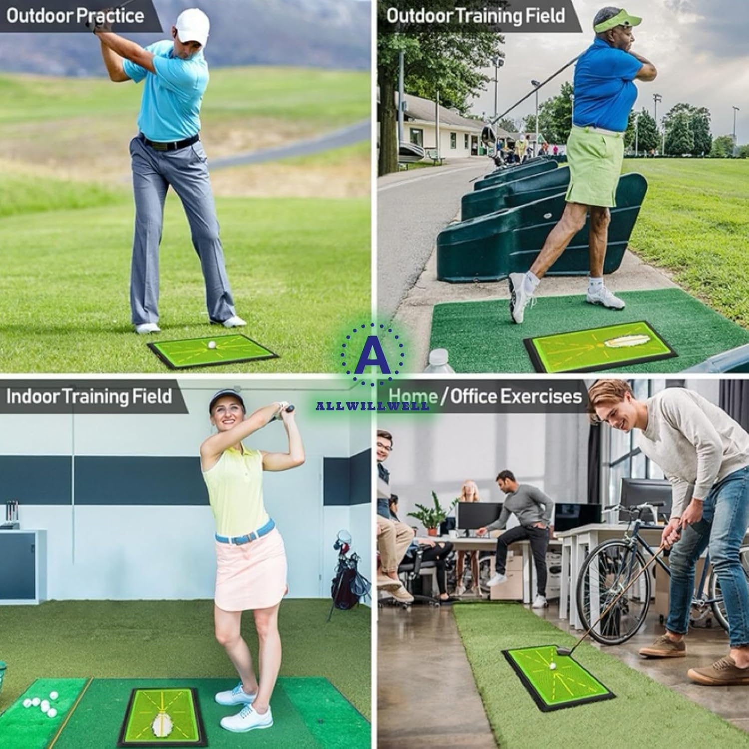 Golf Swing Correction Mat with Reflective Beads - Shows Swing Path,Easily Reset,Track & Improve Your Swing, Includes 2Golf Ball Stickers，Exercises and Provides Golf Leveling image number 3