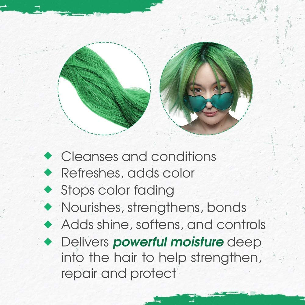 Punky Colour 3-In-1 Color Depositing Shampoo + Conditioner, PC91071, Greengarious, 250 Millilitre