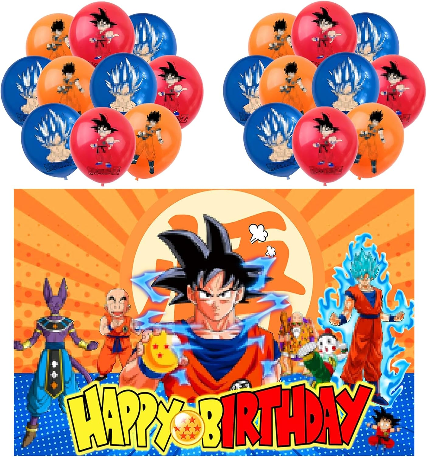 Goku Birthday Party Decoration Set, Happy Birthday Background, Cartoon Party Latex Balloon, for Boys and Girls, Anime Birthday Decoration image number 4