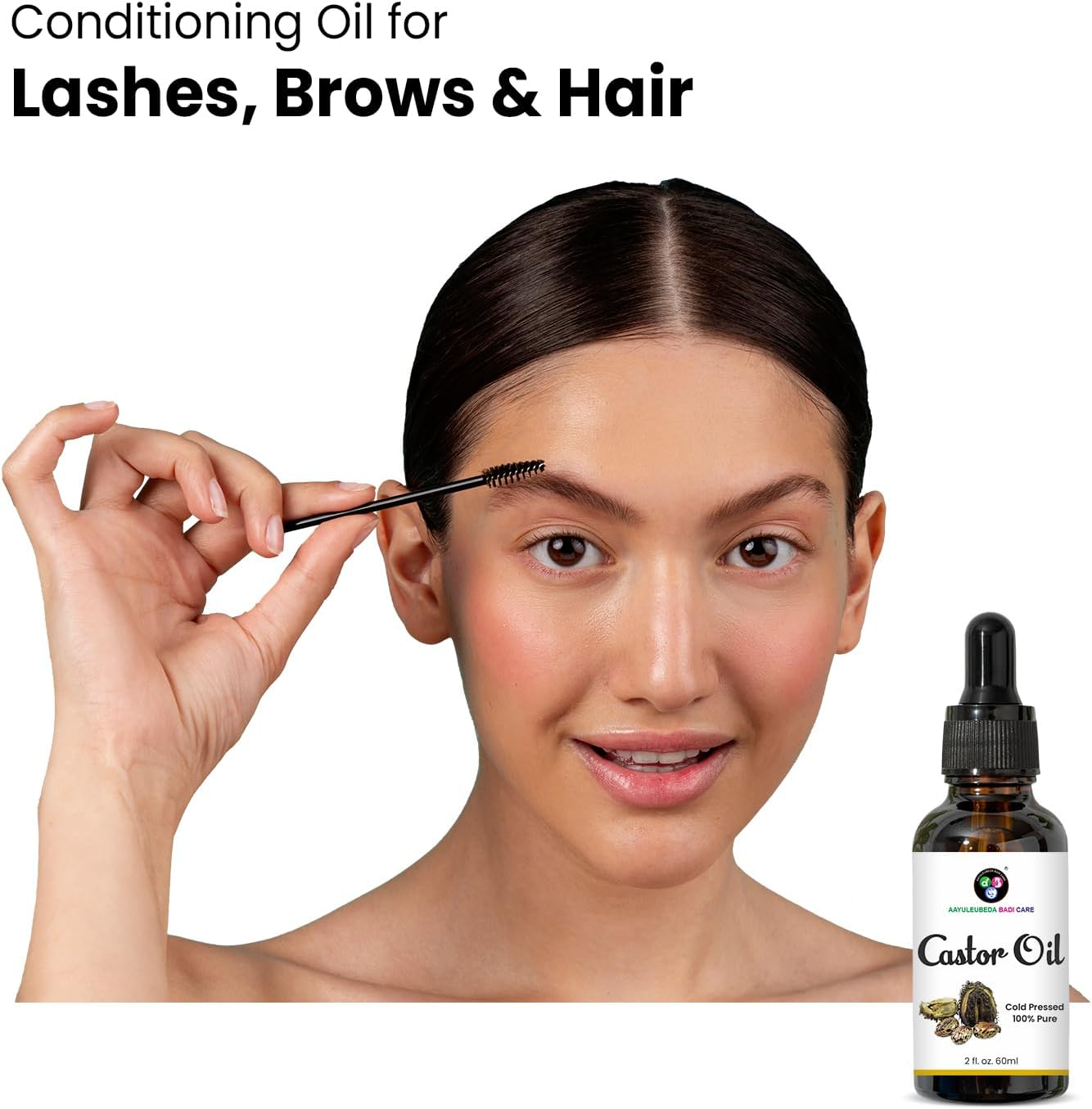 ABC Organic Castor Oil 60Ml Eyelash & Eyebrow Growth Serum | Nourishing Hair, Skin & Nail Treatment | Cold Pressed & Hexane Free | 100% Pure & Hexane-Free. image number 2